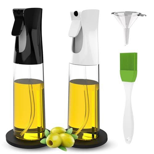 2 x 300 ml spray per olio da cucina + imbuto + 2 supporti antiscivolo | Spray da cucina senza BPA (non adatto per lavastoviglie)