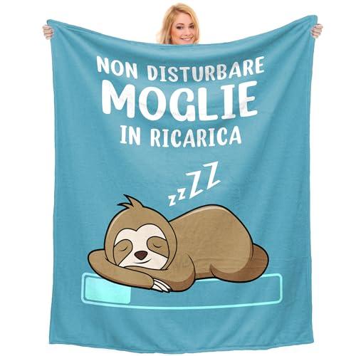 Regalo Moglie San Valentino, Regalo per Moglie, Regalo Compleanno Moglie - Flanella Bradipo Coperta Regalo per Lei, Idee Regalo Anniversario Matrimonio, Regalo Moglie Natale Festa Della Mamma