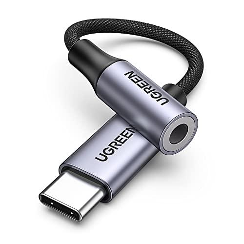 UGREEN Adattatore USB C a Jack 3.5mm Chip DAC per Cuffie Tipo C Compatibile con iPhone 17 Pro Max Air Galaxy S25 Ultra MacBook Pro 2024 iPad Pixel 9 XL (Gray)