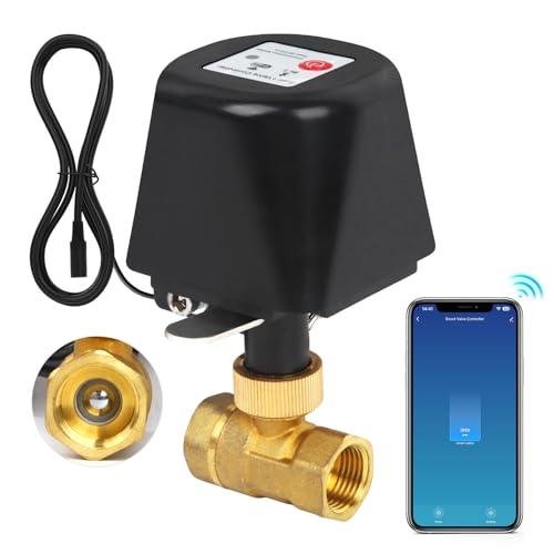 Creechwa Valvola Acqua Smart WiFi in Ottone, Sfera Motorizzata con Timer e App, Alexa/Google Home, per Irrigazione Giardino, Piscina, Serra e Idroponica, 1/2 Pollice
