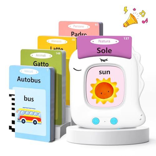Talking Flash Cards Schede Flash Cards Parlanti 224 Parole Unicorno Flash Cards Bambini 3+ Anni Giocattoli Educativi per Bambini Autismo e Logopedia Giochi Montessori Regali di Compleanno(Bianco)
