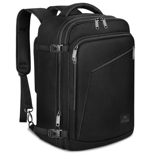 MATEIN Zaino per Ryanair 40x20x25, Zaino da Viaggio Piccolo Bagaglio a Mano Aereo per Donna Uomo, 20L Borsa da Cabina Zaini Casual Espandibile Travel Bag per Ryanair, Wizzair, Easyjet, Nero