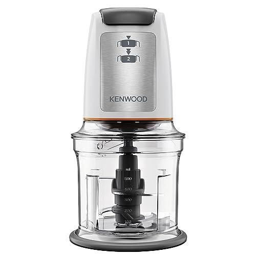 Kenwood Chopper CHP61.100WH, Potenza 500W, Ciotola da 0.5L, 2 velocità, Sistema a quattro lame, Anello antiscivolo per la stabilità del tritatutto, Lavabile in Lavastoviglie, Bianco/SIlver