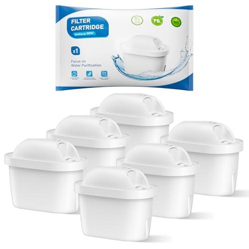 BREAUILL Cartucce Filtro Dell'acqua, Compatibile Con Brita Maxtra Pro All-in-1, Maxtra+ Plus, Compatibile Con Brita Marella Bollitore, Riducono Odori e Impurità (6)