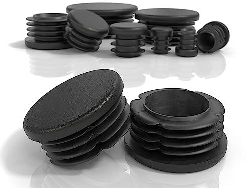 PD® Tappi a lamelle rotondi 48mm per tubo rotondo | Tappi rotondi PE | Tappi Terminale di Plastica Rotondi | Protezione tubi Tappo alettato tondo | Tappi rotondi nero | 4 pz.