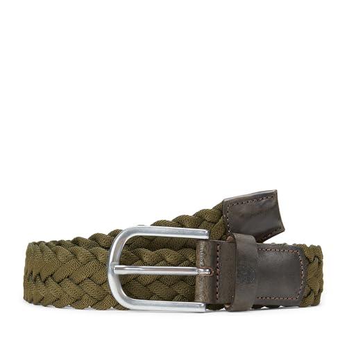 Timberland 35 mm Braided Belt with Leather Details Cintura, Cassel Earth, M Uomo
