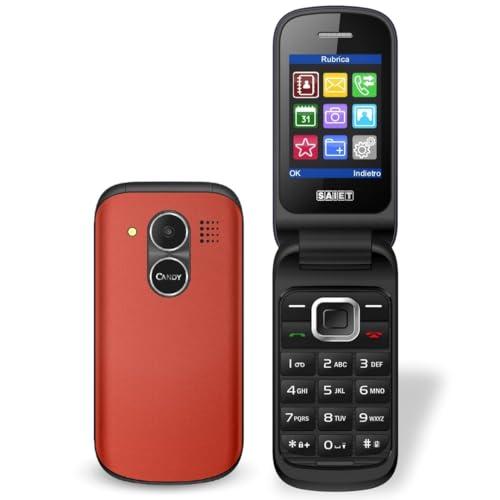 SAIET CANDY Telefono Flip Rosso Corallo, Dual SIM, Cellulare a Conchiglia Compatto e Facile da Usare con Display 2.4