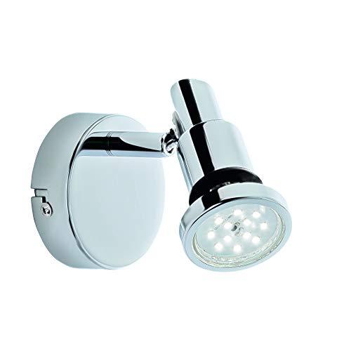 Briloner Leuchten - Faretto a LED, lampada da parete, luce da bagno, lampada da bagno, IP44, faretto girevole e inclinabile, 1x GU10, 4 Watt, 400 Lumen, 3.000 kelvin, cromato, 80x106mm (DxH)