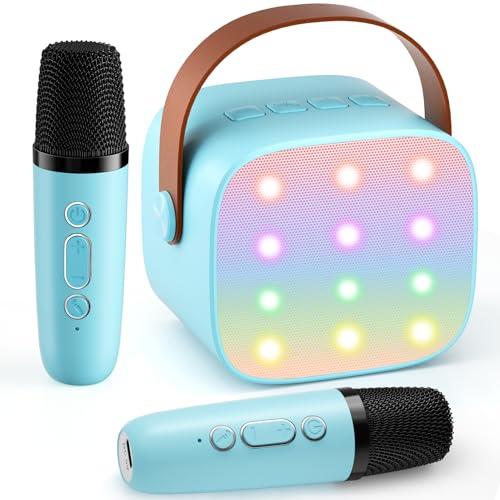 voijump Mini macchina per karaoke con 2 microfoni wireless, 2025 TOP macchina per karaoke Bluetooth portatile per bambini, regali di compleanno di Natale per ragazze, ragazzi e adulti, feste a casa