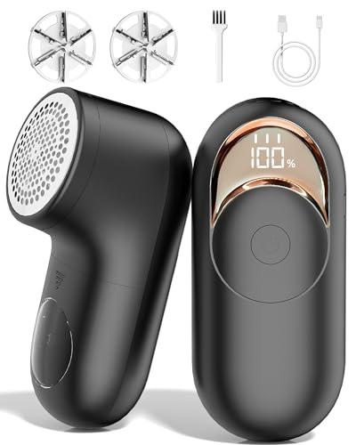 Leva Pelucchi Elettronico Ricaricabile con Display LED e 3 Velocità, Togli Pelucchi Elettrico per Maglioni – Rimuove Pelucchi, Lint e Pallini, Nero, 1 Pezzo