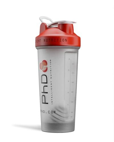 PhD Nutrition Shaker proteine con pallina 600ml - Lavabile in lavastoviglie, Protein Shaker ermetico con chiusura a vite, perfetto per un frullato proteico senza grumi