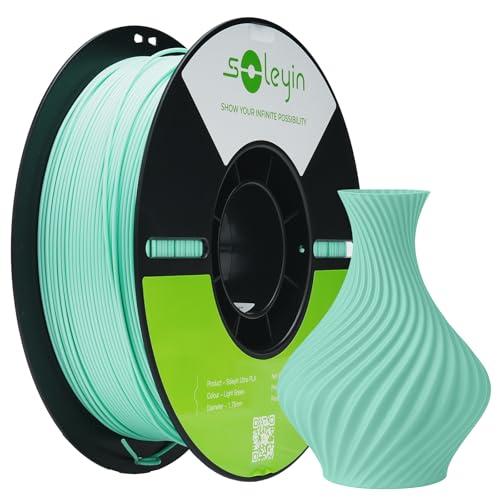SOLEYIN Filamento PLA 1,75 mm per Stampanti 3D, Filamento Ultra PLA Veloce, 1 kg (2,2 libbre), Precisione Dimensionale +/- 0,02 mm, Alta Velocità 30-300 mm/s(#Verde Chiaro)