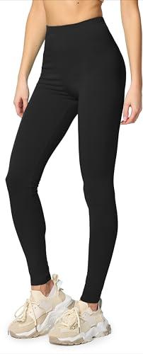 Merry Style Lunghi Leggings Fuseaux Sportivi da Donna Pratico Modello a Vita Alta in Cotone Naturale MS10-198 (Nero, S)