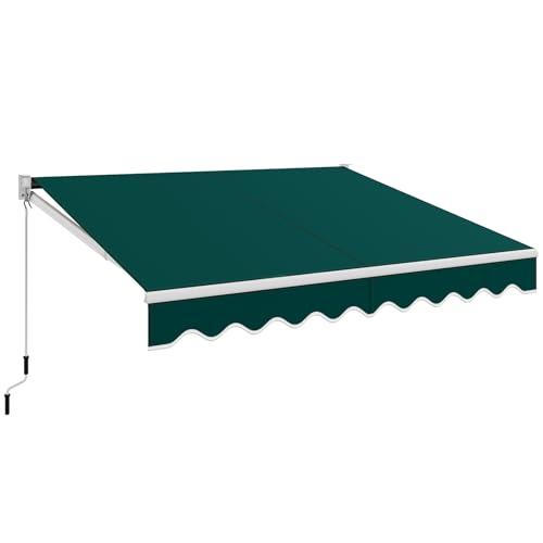 COSTWAY Tenda da Sole per Esterno Avvolgibile, Tenda da Sole a Bracci Estensibili con Telaio in Alluminio e Tettuccio Resistente al Sole e Impermeabile e Manovella (295 x 250 cm,Verde)