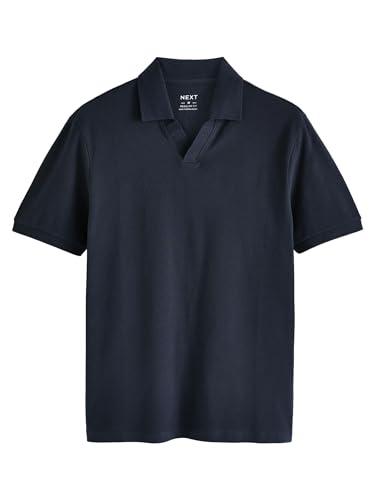 NEXT Polo in piqué a Maniche Corte con Colletto Cubano Blu Marino XS