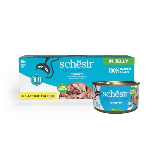 Schesir, Tonnetto in Gelatina, Cibo Umido Completo per Gatti, Con Vitamine Aggiunte, 100% Naturale, 6 lattine da 85g