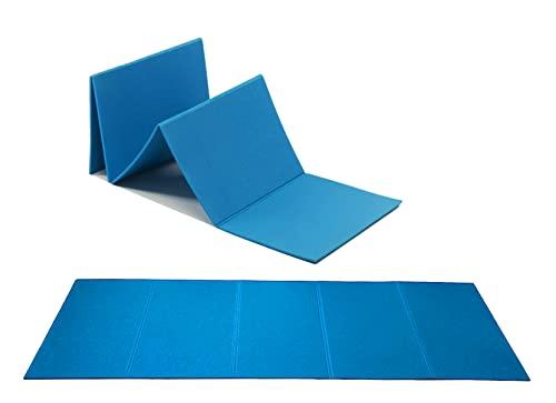 G5 HT SPORT【Tappetino Fitness Pieghevole 175x50 cm】Materassino Yoga (Azzurro), 5 Sezioni Salvaspazio per Indoor/Outdoor, Allenamento, Casa, Palestra, Stretching e Aerobica