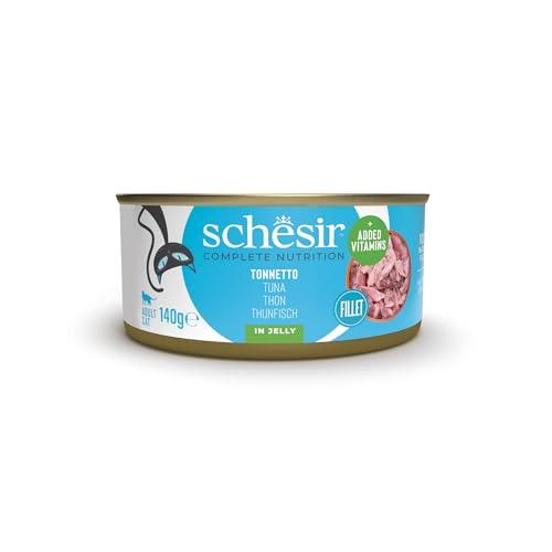 Schesir, Filetti di Tonnetto in Gelatina, Alimento Umido Completo per Gatti, in Lattina, Ingredienti 100% Naturali, Cruelty Free, 8 x 140g