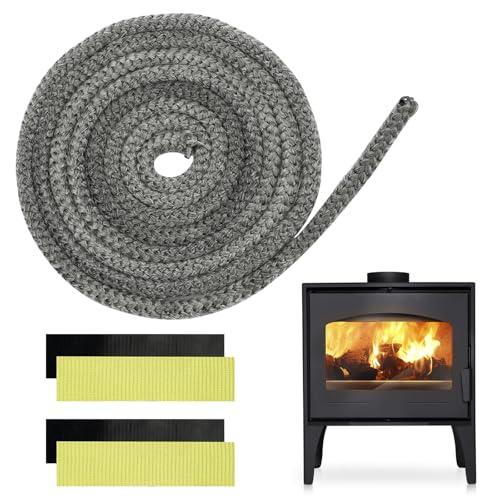 Guarnizione per Porta Stufa 10 mm x 3 meter, Guarnizione Camino Guarnizione Stufa a Legna Fibra di Vetro Corda Ignifuga per Stufa Camini Forno, Caldaia Resistente Fino a 450-550℃