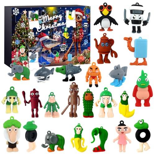 Audasi 24 Pezzi Calendario dell'Avvento Italiano Brainrot 2025, Calendario dell'Avvento 24 Giorni Tralalero Tralala Figures Giocattoli Divertenti Ornamenti Creativi per Amici Bambini Regalo Natalizie