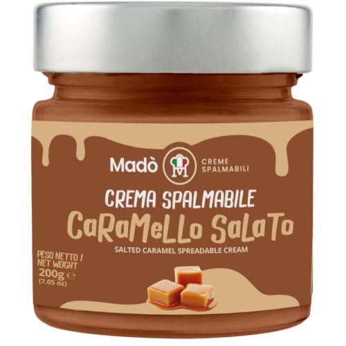 MADÒ Crema Spalmabile al Caramello Salato Artigianale MADE IN ITALY - Creme Spalmabili per Panini, Dolci, Colazioni, Prodotti da Pasticceria (200g)