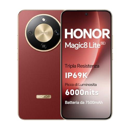 HONOR Magic8 Lite Smartphone 5G, display AMOLED da 6,79 pollici, tripla resistenza IP68/IP69K, batteria da 7500 mAh, fotocamera da 108 MP con OIS, doppia SIM, NFC (Reddish Brown, 512, GB, GB, 8)