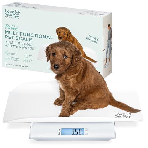 Beurer Love Your Pet Bilancia Polly per animali domestici e persone, con piatto di pesata rimovibile, bilancia per cuccioli a partire da 100 g, per piccoli animali con funzione fermo-pesata, 180 kg