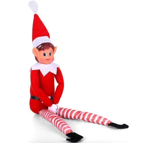 Elfie Pupazzo a forma di elfo birichino, Con corpo morbido e viso in vinile, 15 Pollici, Elves Behavin Badly 39 cm rosso gamba lunga con cappello, Peluche