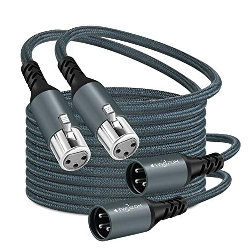 Twozoh Cavo Audio XLR Maschio a Femmina 0,3M 2 Pezzi, Intrecciato Cavi per Microfono XLR a 3 pin (Profesional/Hifi)