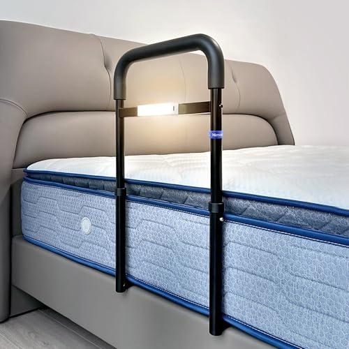 NIMOOD C1 Sponda Letto Anziani Anticaduta e Disabili, Regolabile in Sbarra letto Anziani, Adatto a Varie, Sponde Matrimoniale, Luci a LED per Evitare Cadute Notturne