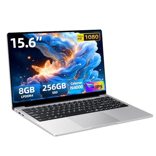 Portatile PC 15,6 Pollici, Celeron N4000 processore 8 GB RAM LPDDR4 SSD 256 GB, Notebook schermo girevole a 180°, risoluzione FHD 1920*1080, USB 3.0, mini HDMI, slot per schede TF, WiFi Laptop