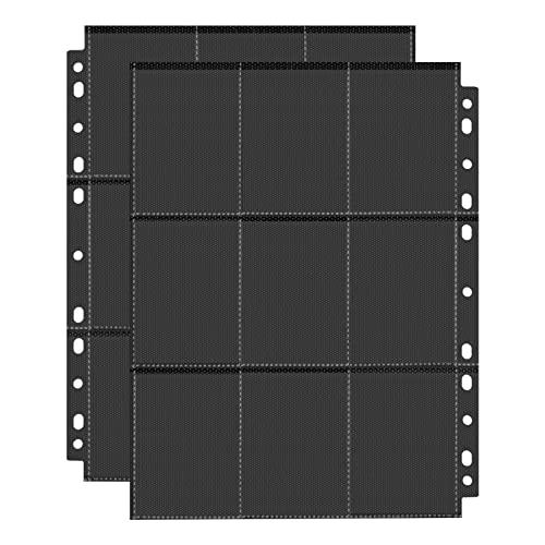 PESLNG Manicotti per carte collezionabili, Nero 40 pagine 720 manicotti per carte collezionabili per cartelle di dimensioni standard, fogli trasparenti neri per una varietà di raccoglitori ad anelli