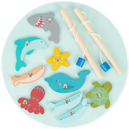Bieco Gioco Pesca Pesci Calamita | Pesca Pesciolini Gioco Magnetico | Pesca Magnetica per Bambini | Pesca Legno Bambini Gioco Pesca Bambini Pesca Magnetica per Bambini 2 Anni Pesca Magnetica per Legno