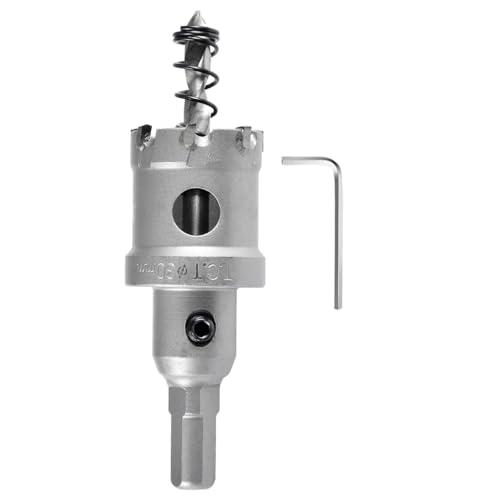 KATUR TCT Punta per sega a tazza in metallo duro 30 mm, Fresa a tazza con punta in carburo di tungsteno, fresa a tazza di grado industriale per acciaio inossidabile, metallo, ferro, lega, rame, legno