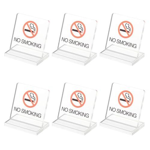 AHANDMAKER 6 Pezzi Cartelli da Tavolo in Acrilico per Non Fumare, Indicatore del Logo della Scrivania per Non Fumatori, Cartello da Tavolo per Non Fumare, Supporto da Tavolo Trasparente Segnale di Avv