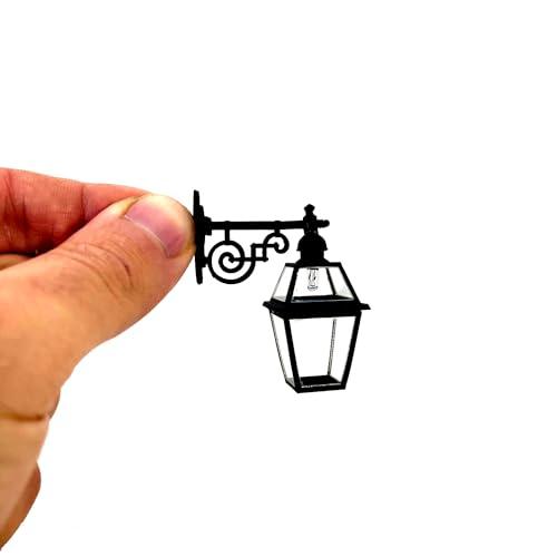 Lampione da parete colore nero per presepi e diorami con microlampada 12V - DL139 (4x4,5 cm)