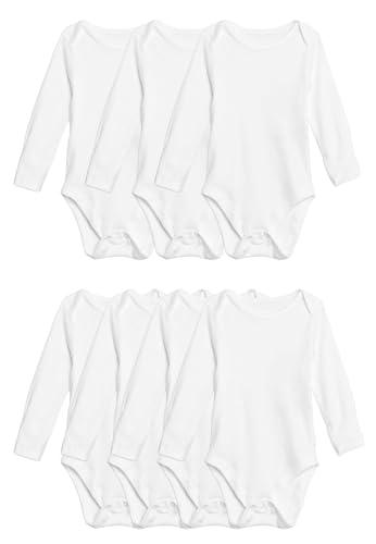 Marks & Spencer Body a maniche lunghe in puro cotone ‒ Confezione da 7 (2,3 kg-3 anni) bambini unisex Bianco 9