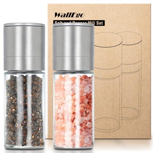 Mini Macina Sale Pepe Macinasale Nucleo ceramico regolabile macinapepe, Macinatore per spezie manuale Set di 2 pezzi [Senza contenuto di spezie]