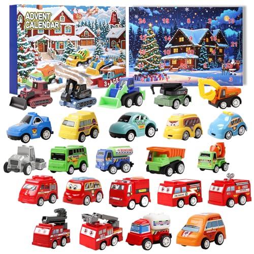 Calendario Avvento Macchinine Calendario Avvento 2025 Bambino con 24 Cars Giocattolo Calendario dell'Avvento Auto per Bambini 2 3 4 5 6 7 8 9 Anni Conto alla Rovescia di 24 Giorni Natale Regalo