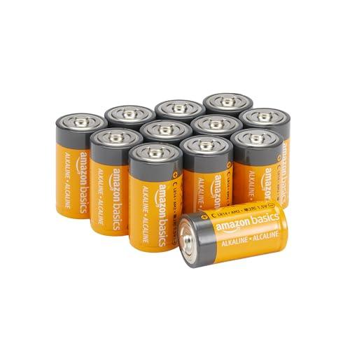 Amazon Basics - Batterie alcaline mezza torcia, 1.5 volt, per uso quotidiano, confezione da 12, Non ricaricabile, (l’aspetto potrebbe variare dall’immagine)