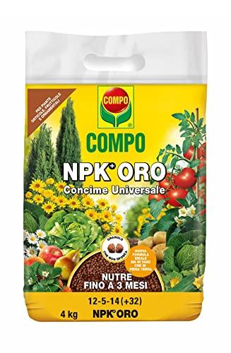 Compo NPK ORO, Concime Universale, Per Piante Orticole, Frutticole e Ornamentali, In Vaso e Piena Terra, Nutre Fino a 3 Mesi, 4 kg