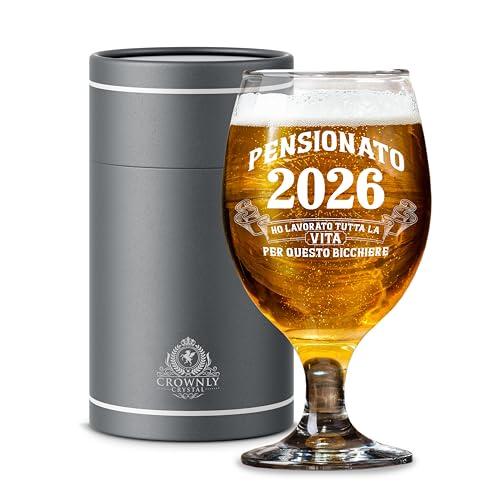 CROWNLY CRYSTAL Bicchiere Da Birra Personalizzato Regalo Pensione Uomo Pensionato 2026 Ho Lavorato Tutta La Vita Per Questo Bicchiere In Vetro Con Scatola Regalo Premium