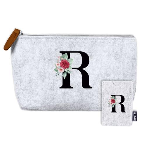 AMAEKO Trousse Beauty Case Personalizzato,Borsa da Viaggio con Iniziale, Porta Carte con Iniziale, Beauty Case per Donna, Borsa Regalo, Borsa da Viaggio Personalizzata (P)