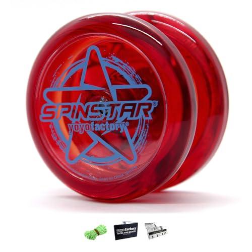 YOYO FACTORY SPINSTAR Yo-Yo - Rosso (Grande per i Principianti, Corda e Istruzioni Incluse)