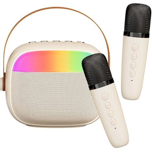 Cassa Bluetooth Portatile con 2 Microfoni Senza Fili, Altoparlante Bluetooth Luci RGB, Altoparlante con Suono Surround Bassi Potenti, Sistema Karaoke Ricarica Rapida Type-C per Casa e Feste All'aperto