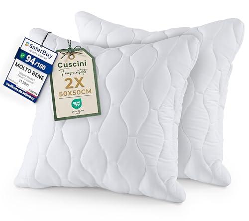 Utopia Bedding Cuscini trapuntati (Confezione da 2) 50 x 50 cm, Cuscini decorativi per letto e divano (Bianco)