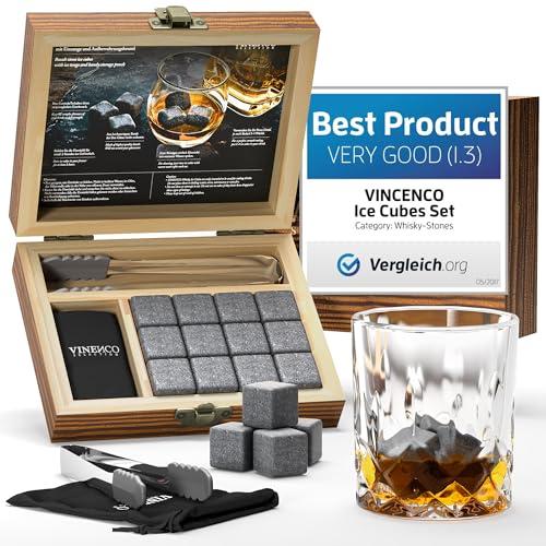 Cubetti di Ghiaccio Riutilizzabili, Set Pietre Acciaio da Whisky Refrigeranti + Pinza + Bustina | Idea Regalo Donna Uomo, Aperitivo Accessori Bar: Cocktail Whiskey Festa Compleanno