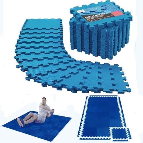 Tappeto Palestra, Tappeto Puzzle, Tappeto Gomma Antiscivolo, Tappetino Palestra, Tappetino Fitness, Home Gym, Tatami Palestra, Tappeti, Pavimento Gommato Palestra, Tappetino Ginnastica (blu)