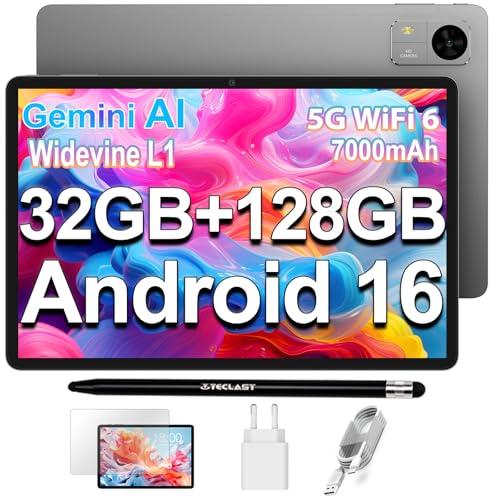 TECLAST M50T Android 16 Tablet 10.1 Pollici Gemini AI, 2GHz Octa-Core, 32GB RAM+128GB ROM+5TB TF, 7000mAh, 2.4G+5G WiFi, GMS Widevine L1, Bluetooth 5.4, 13MP, Face ID/3.5MM/OTG, 2026 Tablets con Penna
