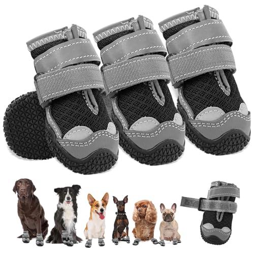 Scarpe per cani Hcpet per cani di taglia medio, stivaletti per cani antiscivolo con cinturini riflettenti Protezione per le zampe per escursioni sulla neve/passeggiate/esterni/pavimento (2)